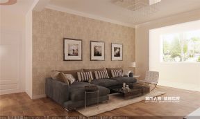 现代简约风格三居客厅沙发墙壁装饰画设计效果图