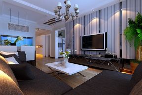 现代风格105平米二居室客厅电视背景墙装修效果图