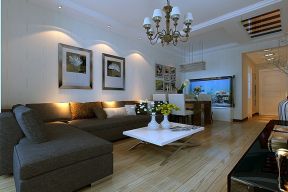 现代风格105平米二居室客厅白色茶几装修效果图
