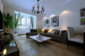 现代风格105平米二居室客厅沙发背景墙装修效果图