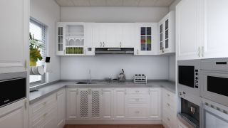 现代风格时尚二居室家庭厨房背景墙装修效果图