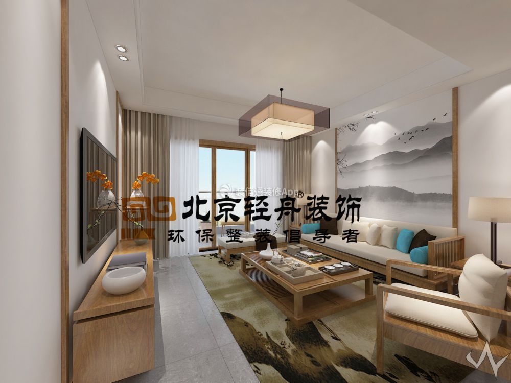 萃山國際100平米簡約中式風(fēng)格背景墻裝修效果圖