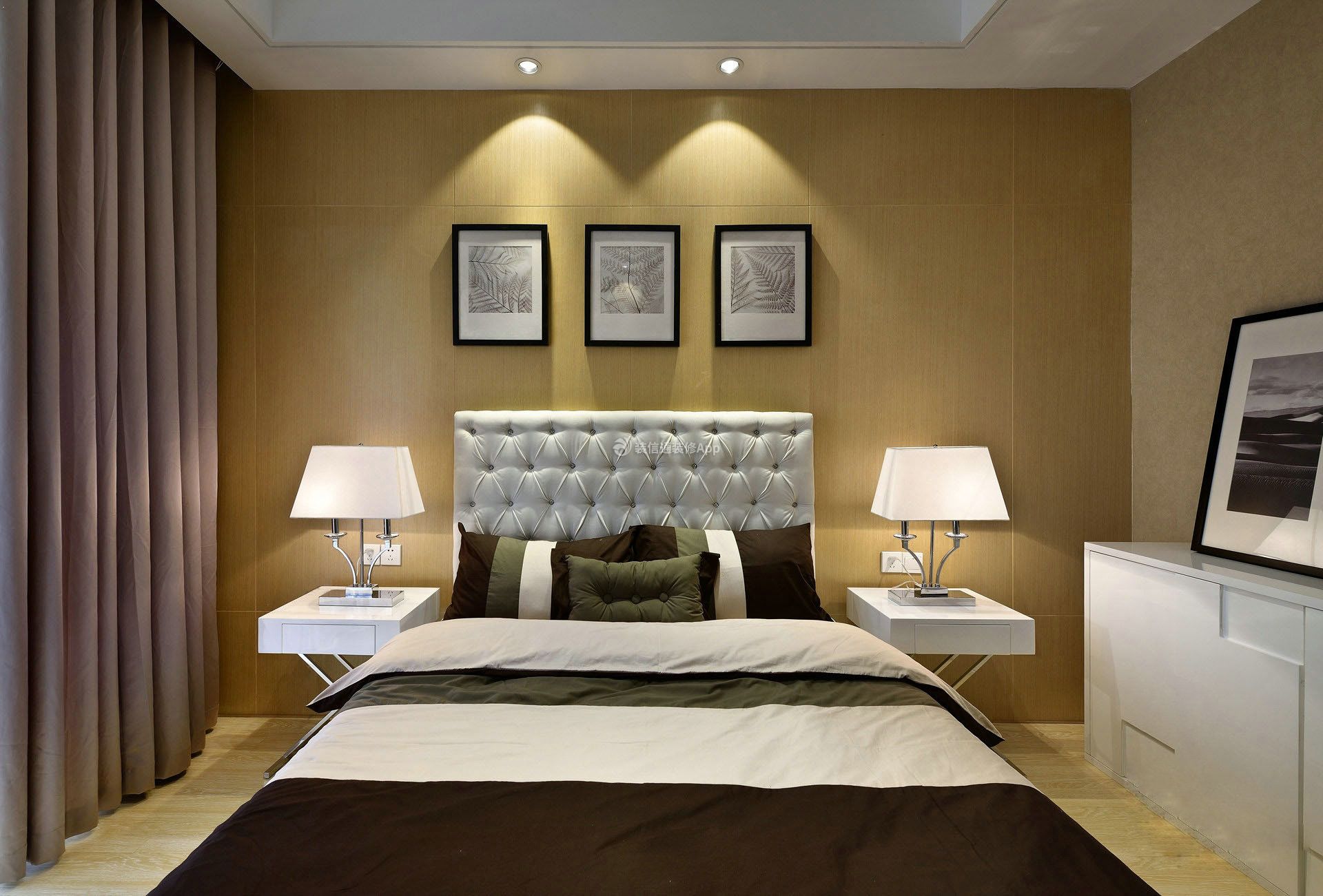 现代风格房屋卧室纯色窗帘装修图片大全