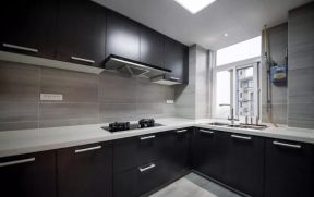 现代风格房屋厨房黑色橱柜装修图大全