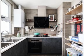 现代风格家用厨房黑色橱柜装修设计图