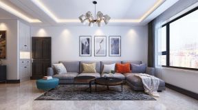 现代风格78平米两居室客厅沙发墙装修效果图