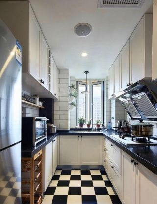 家用厨房黑白地砖装修设计图片欣赏