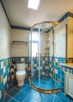 家庭卫生间地板砖蓝色装修设计图片赏析