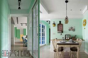 天颐郦城117平米三居室美式风格餐厅装修效果图