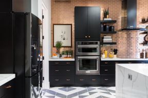 黑色橱柜装修效果图片 2020厨房黑色橱柜设计效果图 