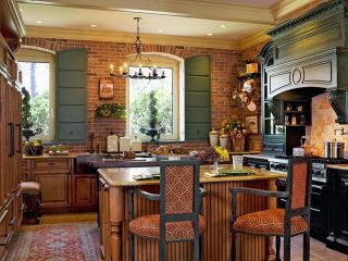 2023美式古典风格厨房吧台设计图片