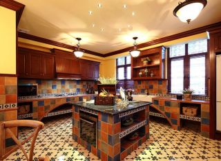 别墅家居厨房地面瓷砖装修装饰效果图 
