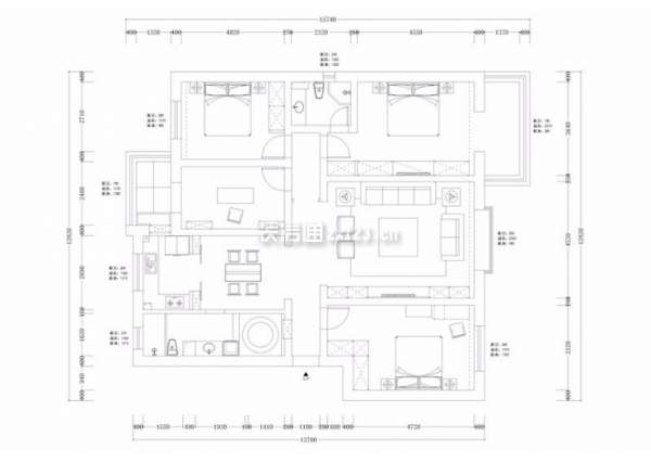 广州万科蓝山170㎡现代轻奢三居室装修案例