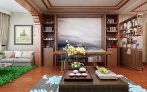 2023新中式风格85平米二居客厅茶几装修效果图