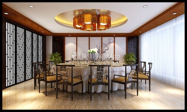 新中式风格400平米私人会所餐厅包间装修效果图