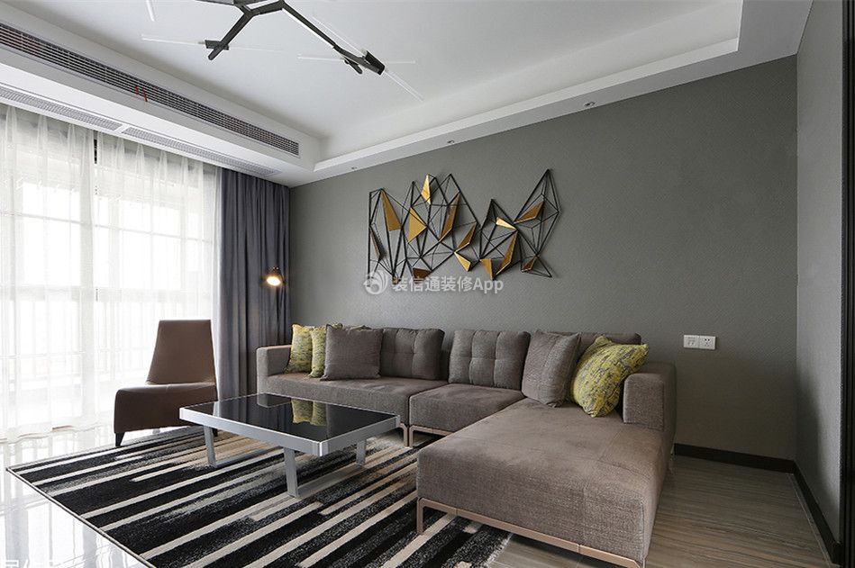 现代时尚风格家用客厅地毯装修效果图