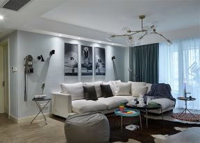 现代风格家用客厅白色沙发摆放装修图欣赏 