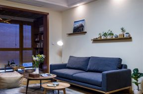 家用客厅蓝色布艺沙发装修设计实景图