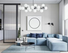 家用客厅蓝色转角沙发装修装饰效果图