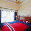 美式风格住宅儿童卧室纯色窗帘装修图片