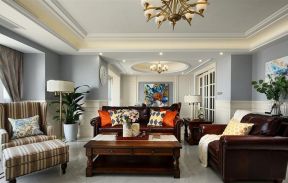 美式风格住宅客厅家具沙发装修摆放图片欣赏