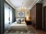 139平米新中式风格三居卧室床头墙面挂画装修效果图