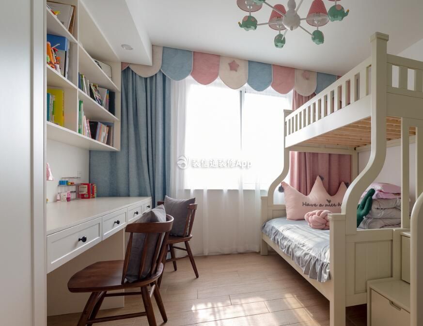 北欧简约风格儿童房高低床家装效果图