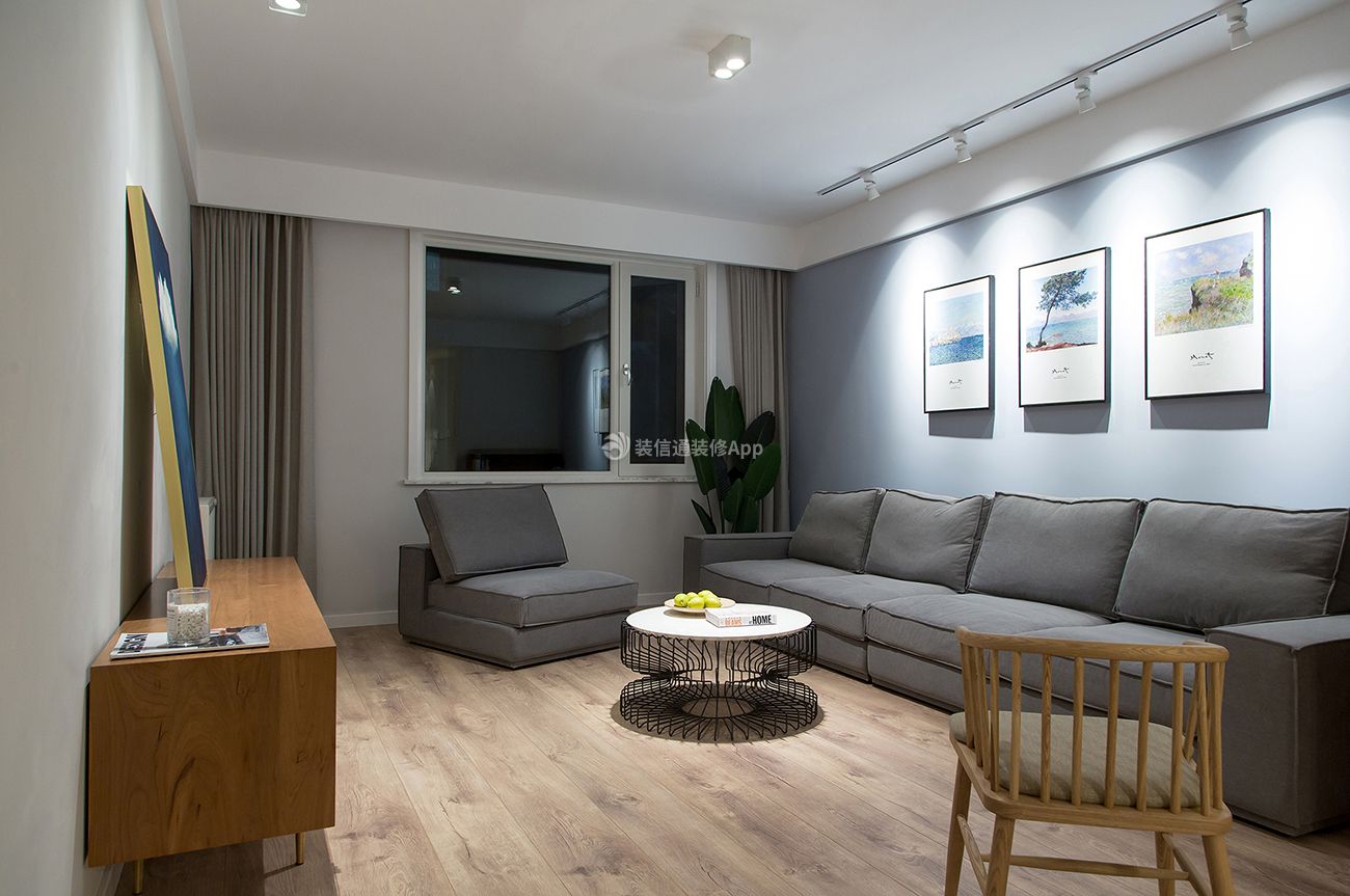 房屋客厅灰色布艺沙发装修装潢设计效果图