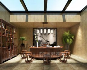 阳光首院325平米别墅新中式风格茶室装修效果图