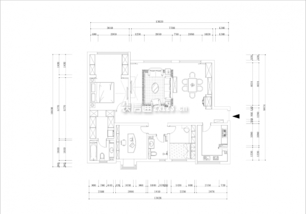 西安高速紫禁长安120㎡现代轻奢三居室装修案例