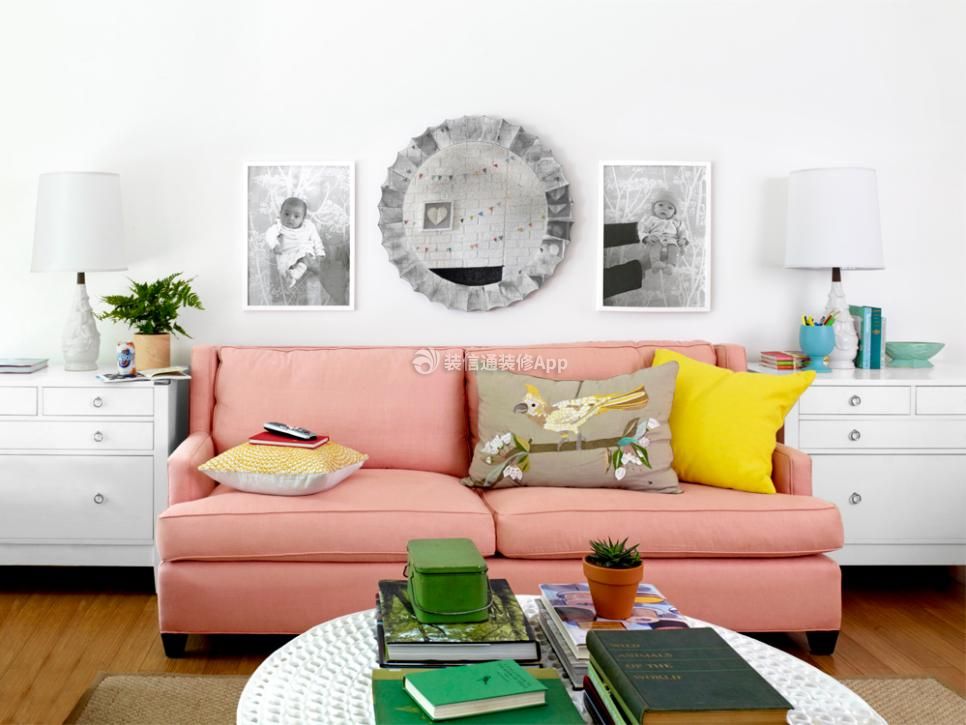 2023清新韩式风格客厅粉色沙发图片