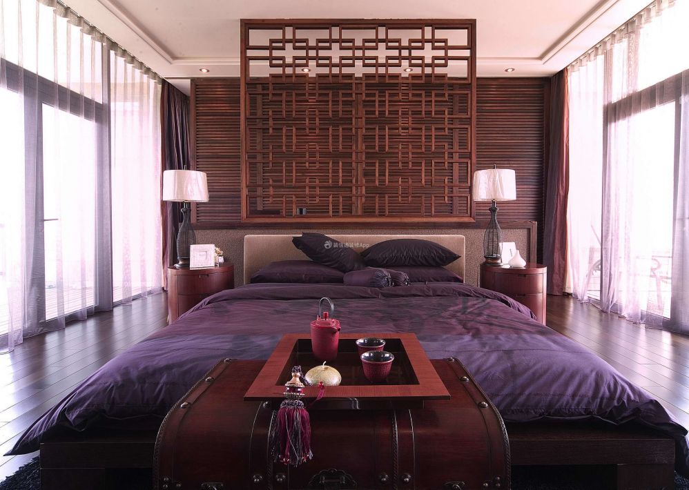 东南亚风格卧室室内床头隔断装修设计图