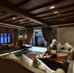东南亚室内客厅木质吊顶装潢装修效果图