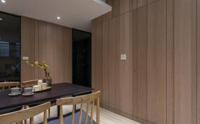 日式新房餐厅木质背景墙装修实景图赏析