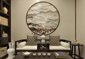 新中式风格140㎡三居书房罗汉床设计效果图片