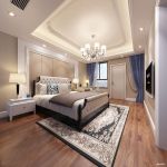 龙旺康桥丹堤420平别墅欧式风格素雅卧室地毯铺设效果