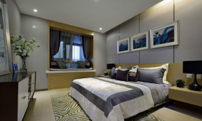 当代万国府MOMA124㎡三室新中式风格卧室装修效果图