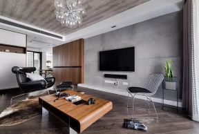 现代工业风格148平米三居客厅电视墙设计图片