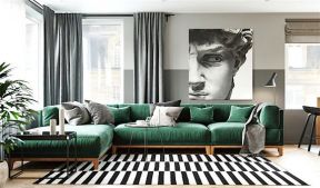 简约复古风格89平米三居客厅沙发设计图片