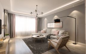 小北欧风格80㎡二居室客厅沙发背景墙设计效果图
