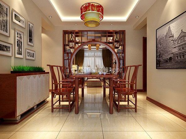 新中式风格100平三居室餐厅垭口装潢效果图