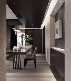 2023现代简约风格135㎡三居餐厅吊灯设计图片
