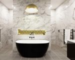 家用时尚卫生间黑色浴缸设计装修实景图