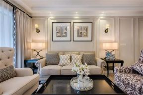 136平米现代美式风格三居住宅客厅沙发墙设计图片
