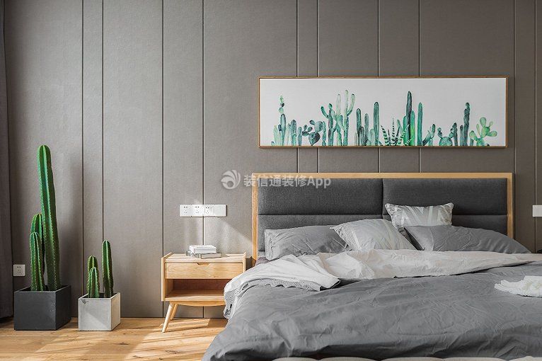 96平米温馨北欧三居卧室装饰效果图片