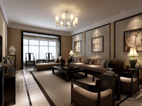 2023新中式风格新房三居客厅沙发墙装修效果图
