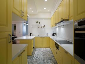 136平米时尚厨房黄色橱柜装修设计效果图