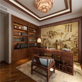 自在香山240㎡中式风格书房装修效果图