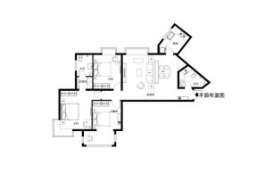 海怡莊園127㎡三居室簡歐風格裝修平面圖