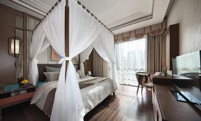 中式风格家庭卧室四柱床装修高清图赏析